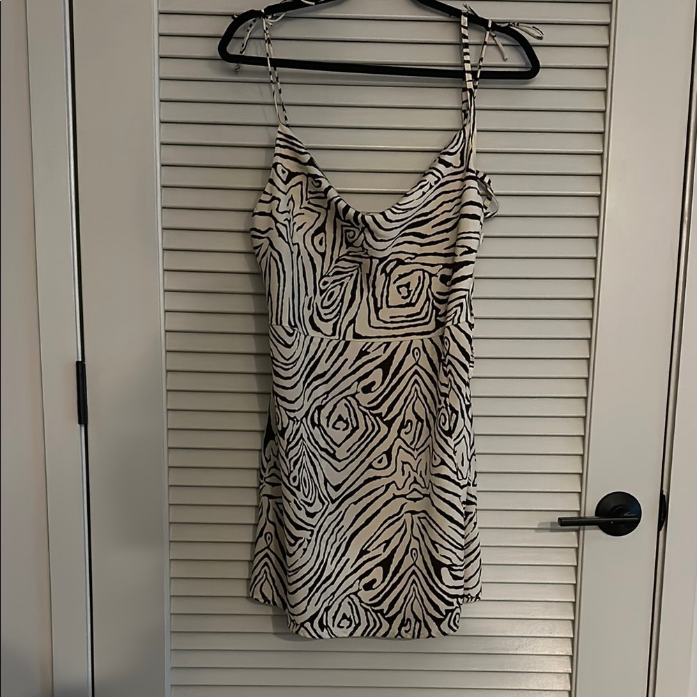 Endless Blu Zebra Print Cowl Neck Mini Dress